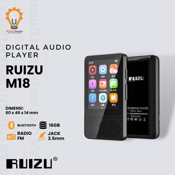 ORDER SEKARANG RUIZU M18 Bluetooth HiFi DAP MP3 Player Touchscreen 16GB Built in Speaker