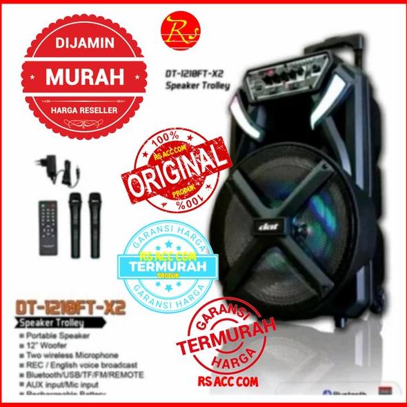 Speaker 12 inch portable Pa Dat Dt1210ft 2 mic wireless Dat 1210 Ft Original