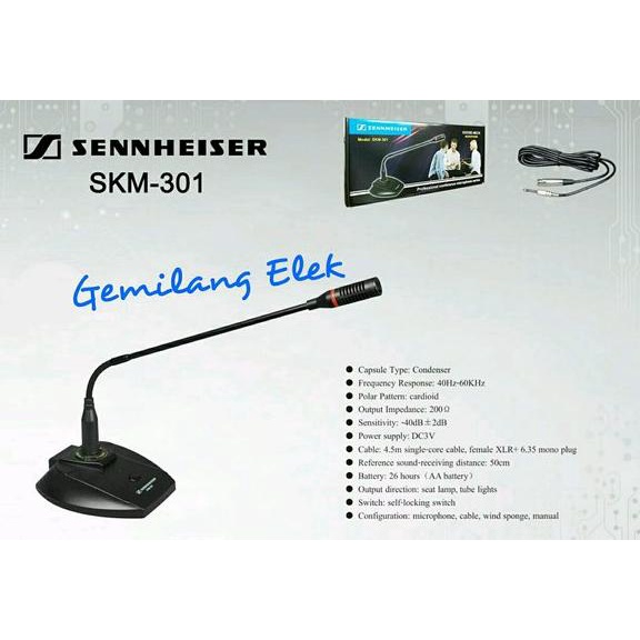 FREE ONGKIR MIC MEJA/PODIUM/ CONFERENCE SENNHEISER SKM-301C ( bonus baterai A2) muraaah