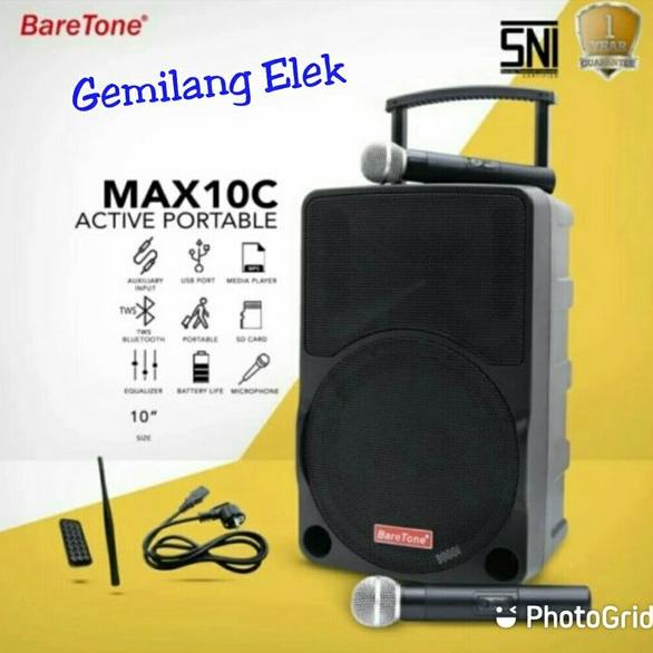 DISKON Speaker Portable Wireless BARETONE MAX 10C 10 inch