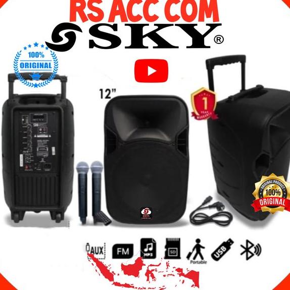 TERBARU Speaker portable 12 inch skyaudio sk12Cat original dua mic wireless