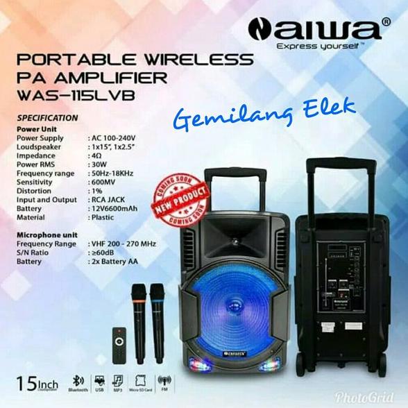 Speaker Portable Wireless Meeting AIWA WAS-115LVB