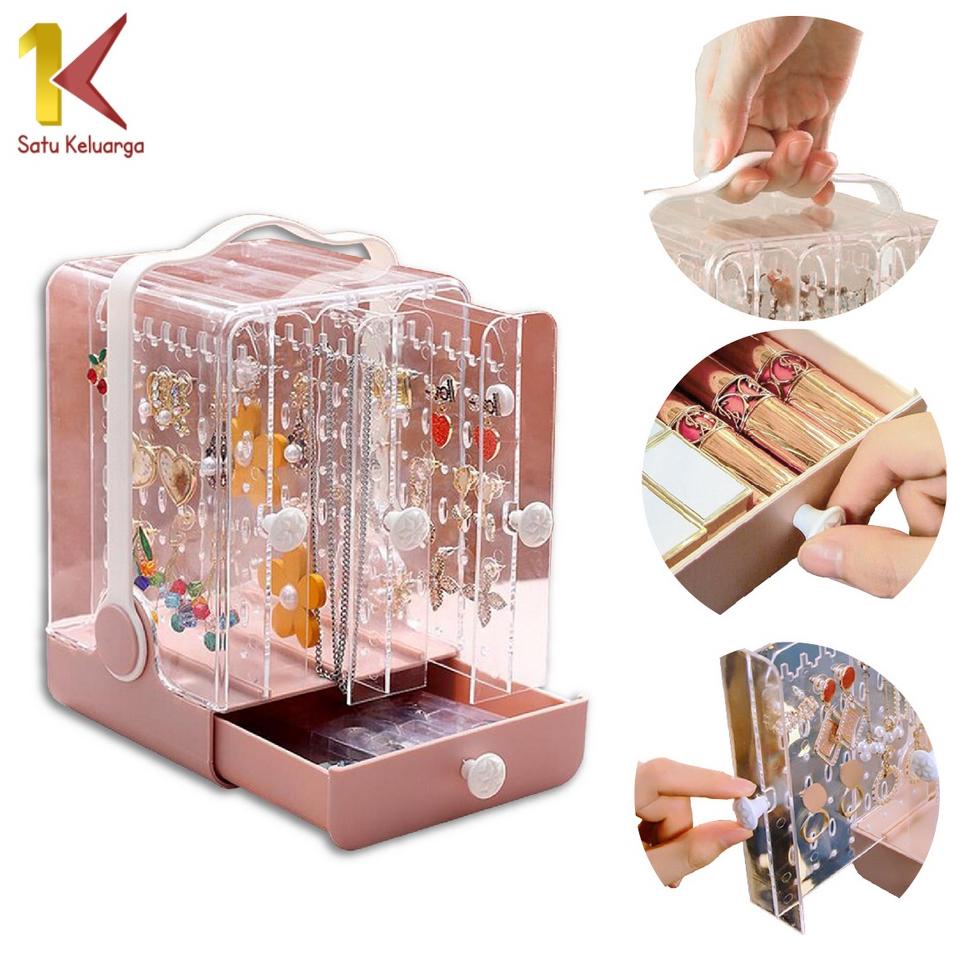 Terbaru Satu Keluarga Rak Perhiasan K17 Acrylic Tempat Penyimpanan Jewelry Box Anti Debu Rak Anting 