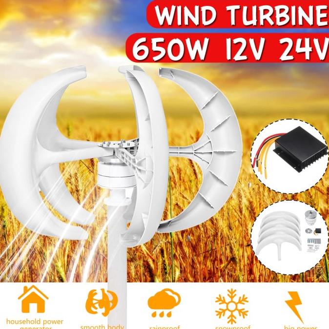 Generator Turbin Angin Lentera Rumah 5 Bilah 650W, Set Generat