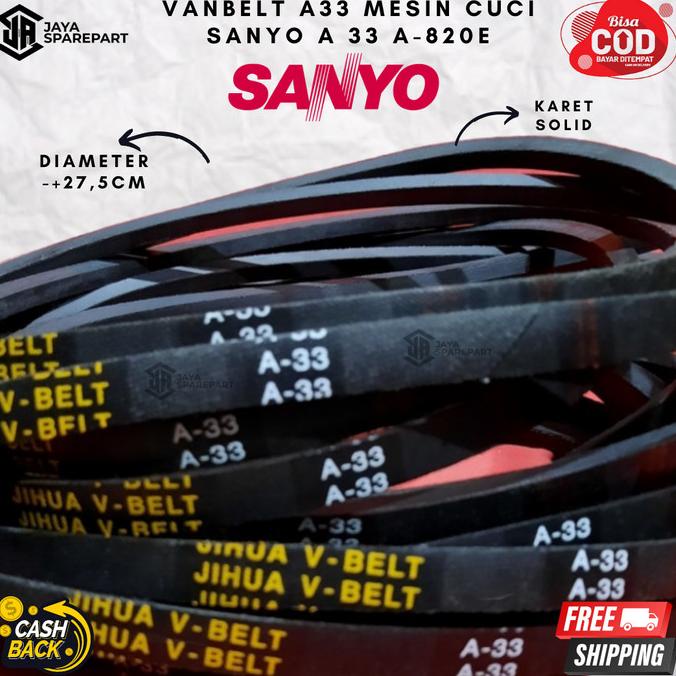 (:(:(:(] Vanbelt A33 Mesin Cuci Sanyo Sharp Fan Belt Panbel Fanbelt A 33 A-820E