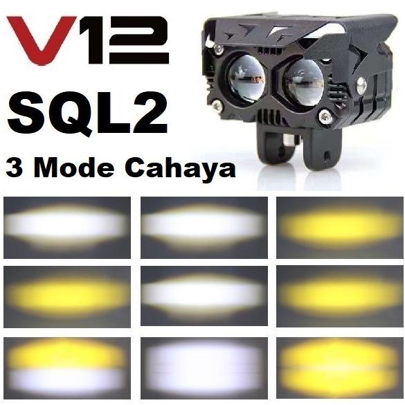 Lampu Tembak Sorot LED Laser Gun V12 SQL2 SQL 2 Mata Mobil Motor D2