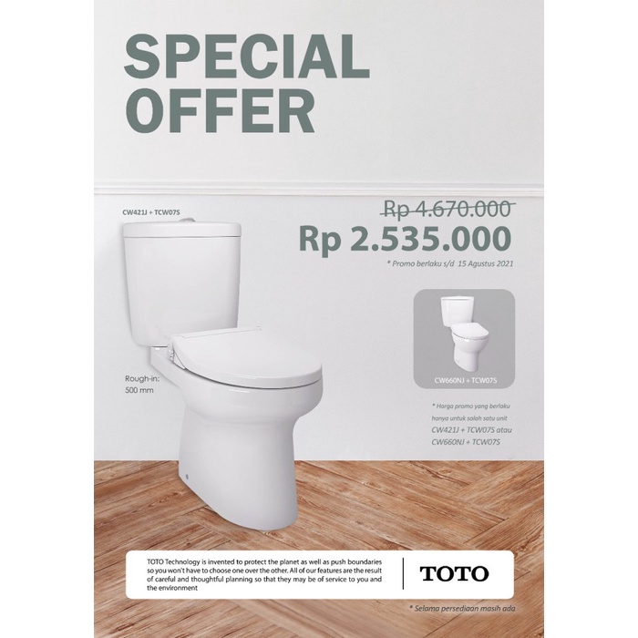 TOTO kloset duduk CW421 ecowasher TCW07 ORIGINAL