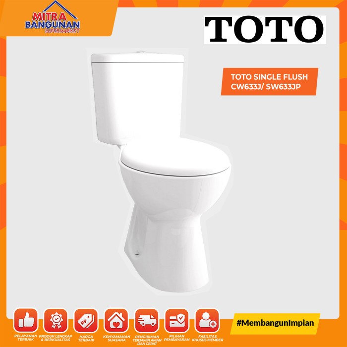 TOTO CLOSET DUDUK / KLOSET DUDUK CW633 J / SW633JP-IN PUTIH