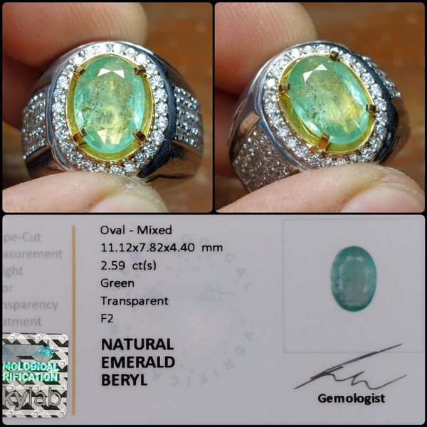 Batu Natural Emerald Beryl Memo Cincin Permata Zamrud Asli Original