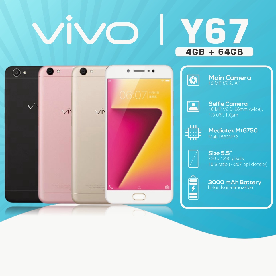 Diskon HP VIVO Y67 RAM 4/64GB original100% 4G Smartphone Android NEW GARANSI