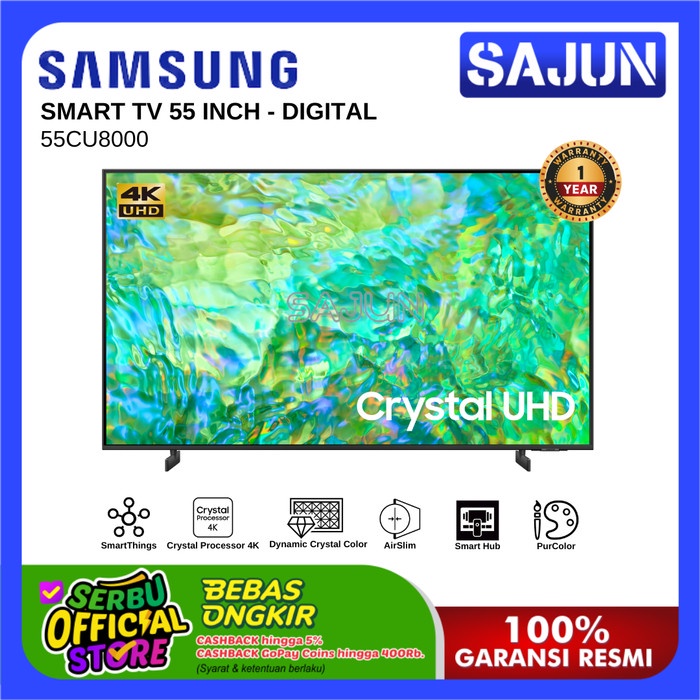 Samsung 55Cu8000 Crystal 4K Uhd Smart Tv 55 Inch Ua55Cu8000Kxxd