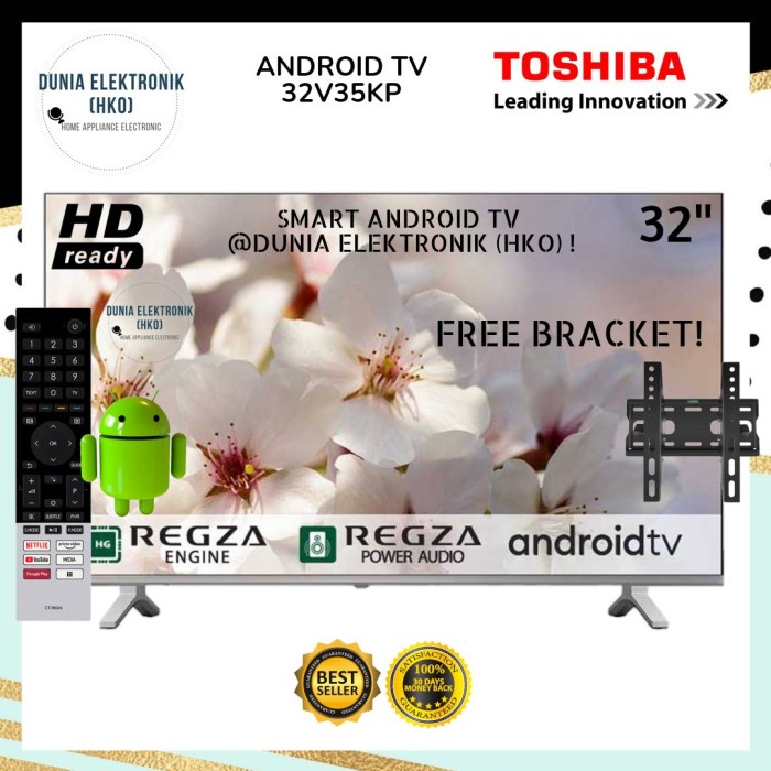 Led Tv Toshiba 32V35Kp 32 Inch Smart Android Tv Hd Bezel Less Regza