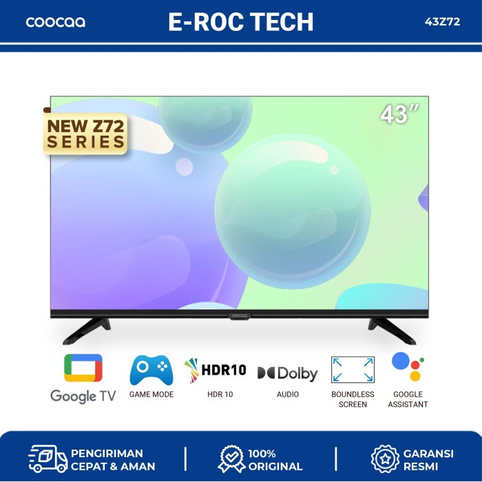 [Google Tv] Coocaa Smart Led Tv 43 Inch - Netflix & Youtube - 43Z72