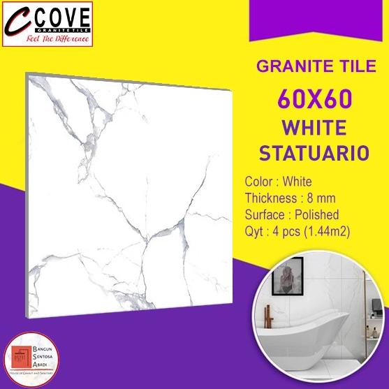 paling diminati] GRANIT COVE 60X60 WHITE STATUARIO/ GRANIT CORAK PUTIH MARMER