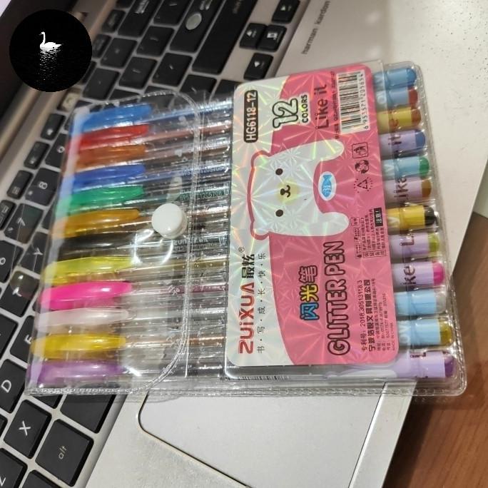 

```````] pen gel zuixua glitter 12 warna