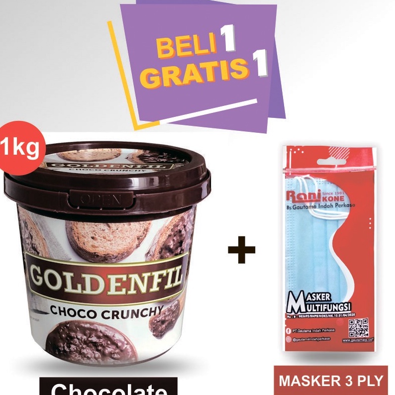 

HARGA GROSIR GOLDENFIL Choco Crunchy 1kg HALAL !!! GRATIS masker 1 pcs buruan