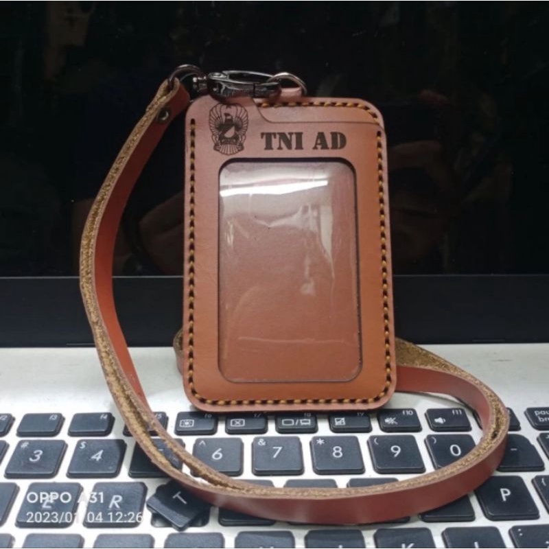 

HOLDER KALUNG ID CARD LOGO TNI AD KULIT ASLI COKLAT BEST QUALITY PREMIUM