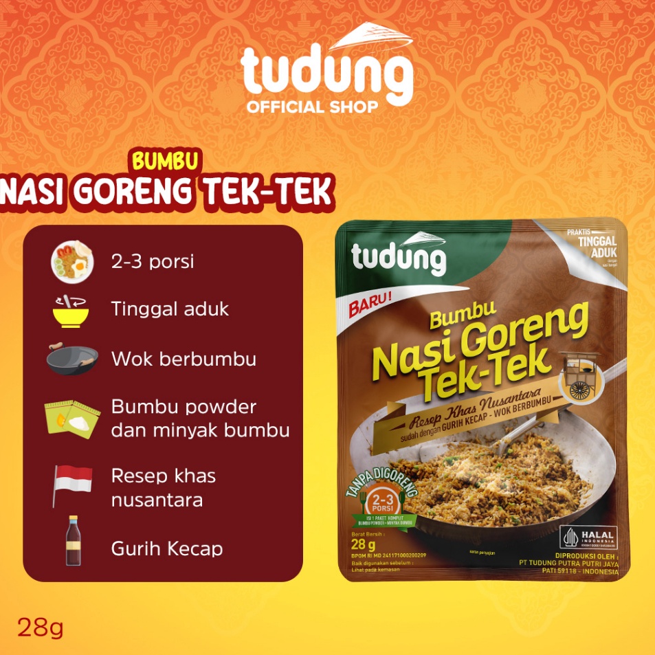 

Best Tudung Bumbu Nasi Goreng Tek Tek Instant 28gr Harga Murah