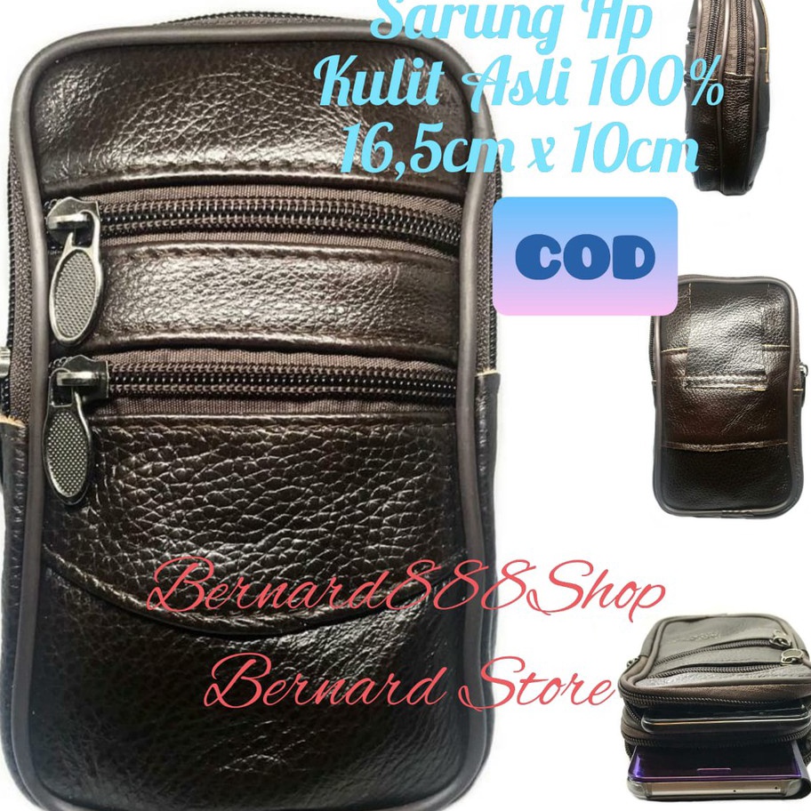 Big Sale Sarung Hp Pinggang Kulit Asli 100% Untuk Hp 5,5inch - 6,3inch Ukuran 16,5cm x 10cm