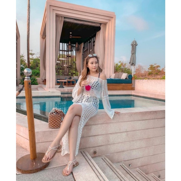 Selena Outer Pantai Bali / Cover Up Bikini Wanita Bikini Outer Rajut