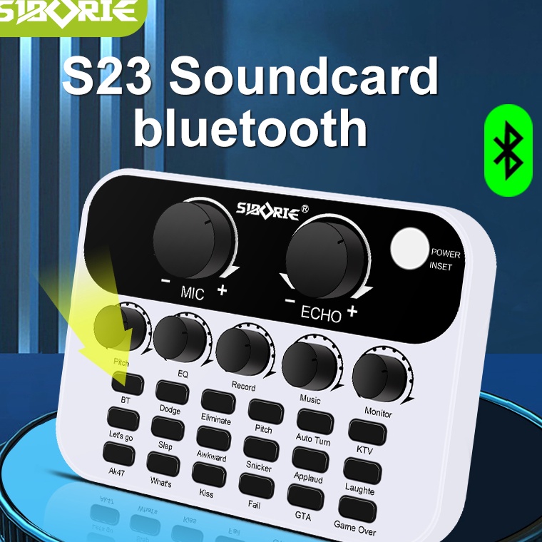 NEW STOCK Siborie S23 Soundcard Audio USB External Karaoke Sound Card mic Mixer Bluetooth