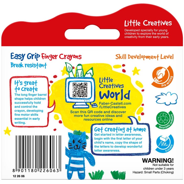 

Easy Grip Finger Crayons, Pa Of 6 Faber Castell Krayon Jumbo Anak