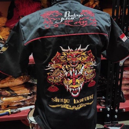 12.12 STOK READY BAJU BORDIR DEWASA MOTIF DEVIL KANCING CINA / barongan / devil / pecut bopo / pecut