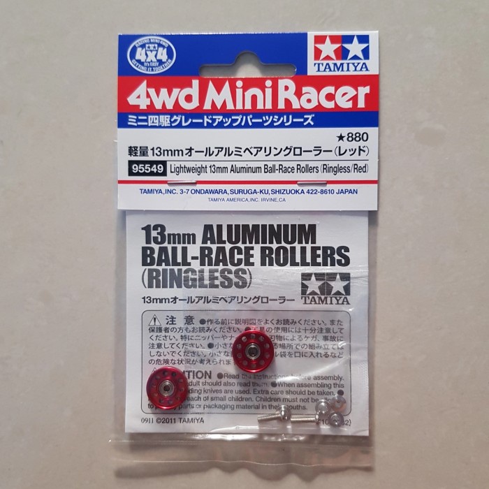 ✅COD Tamiya 95549 Lightweight 13Mm Aluminium Rollers Ringles/Red Diskon