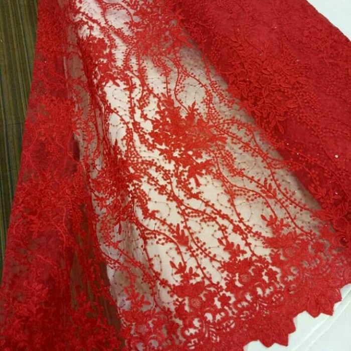 Kain tile prancis Bahan kebaya tile payet bordir Bahan brukat