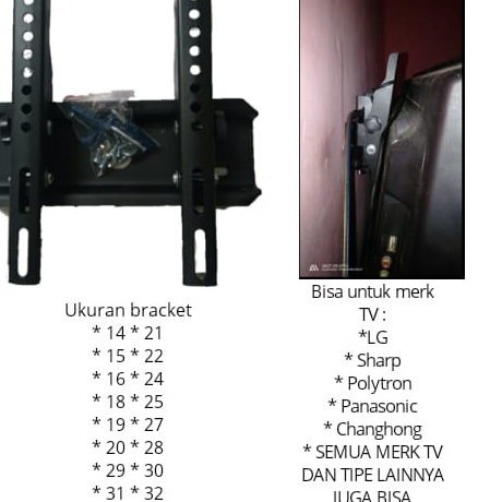 12.12 Terlaris FLASH SALE 9.9 Bracket , Breket , Bricket LED TV 14-32 inchi , 14 sampai 32 inchi Kua