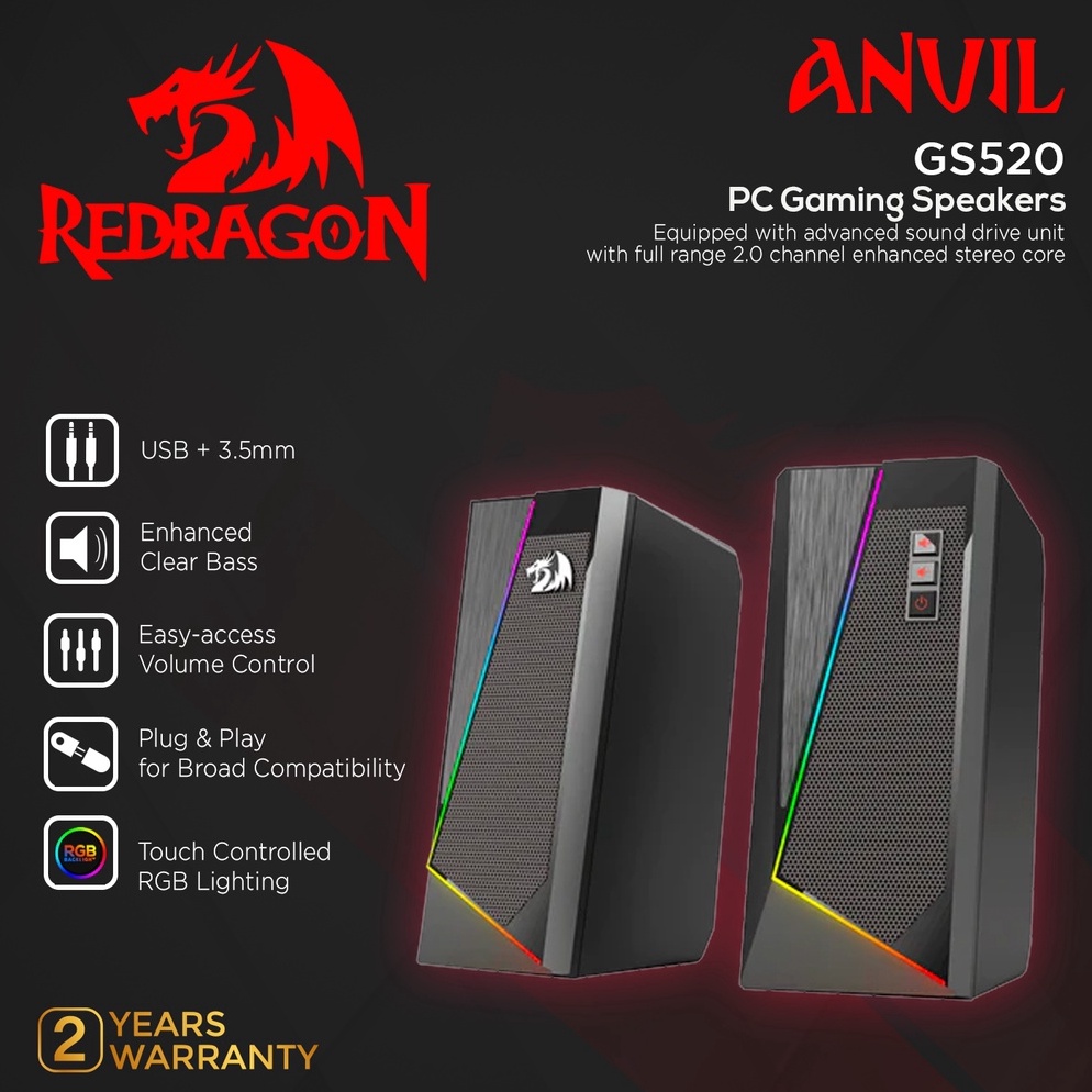 [ART.  I43I] Redragon Gaming Speaker RGB ANVIL - GS520