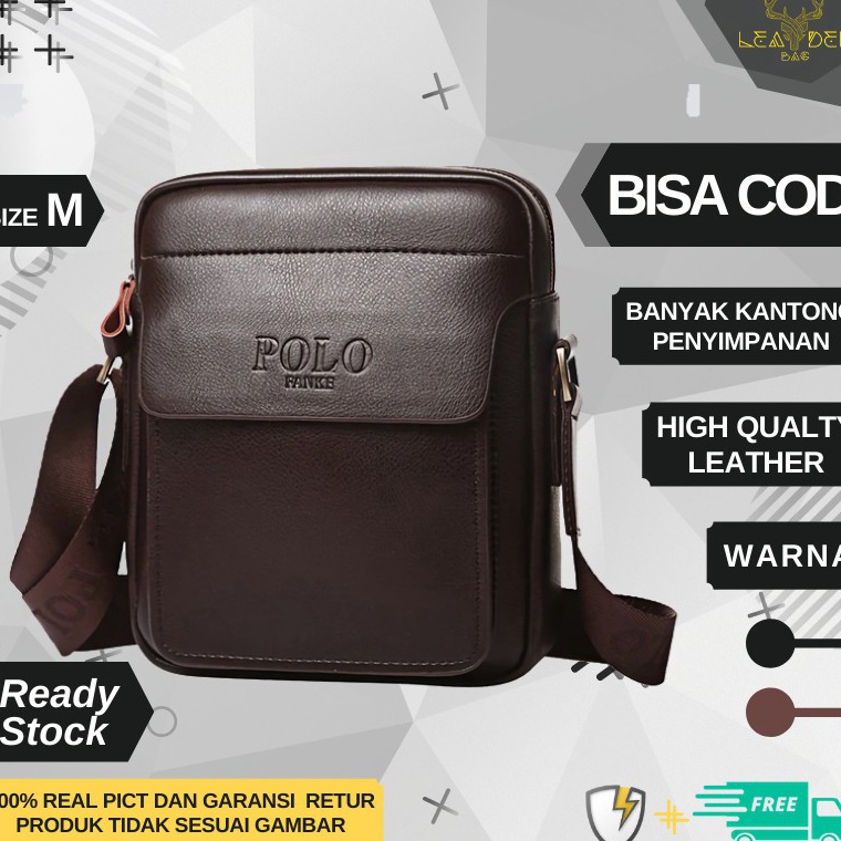 Murah.. Tas Selempang Kulit Pria Original POLO Warna Hitam Dan Coklat Model Terbaru Atau Tas POLO Im