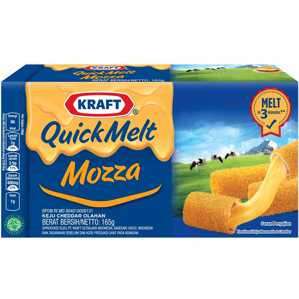 

Grosir Kraft Quick Melt Mozza Cheese, Solusi masak simple, anti gagal 165g