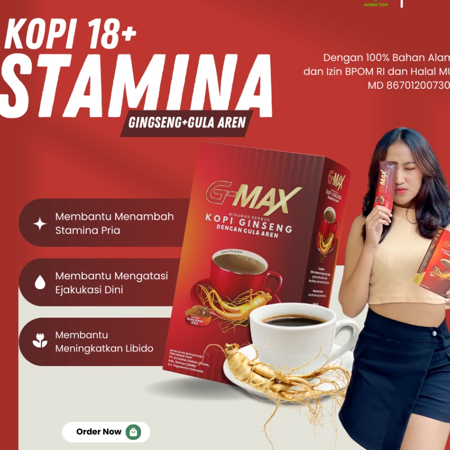 

DDBP0945 5.5 COD G-MAX COFFE - KOPI GINGSENG PENAMBAH STAMINA PRIA DEWASA ORIGINAL BPOM