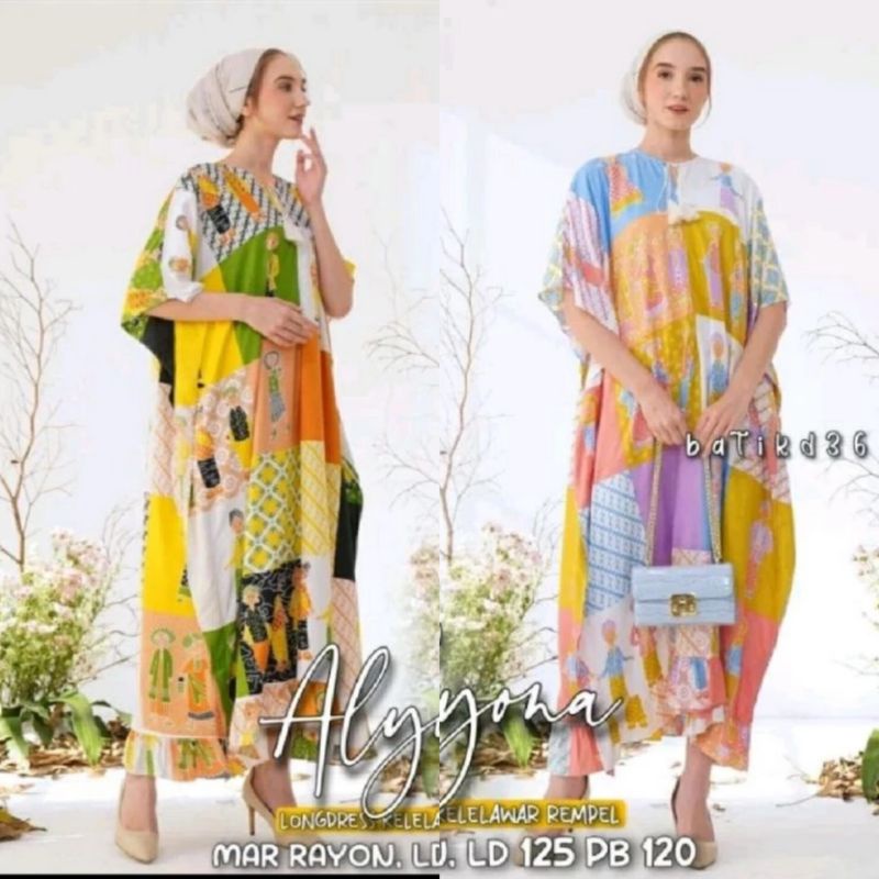 LONGDRESS KAFTAN MEMORIES BU TEJO SEMERBAK BATIK ORIGINAL RAYON PREMIUM DASTER TERBARU DASTER BUMIL 
