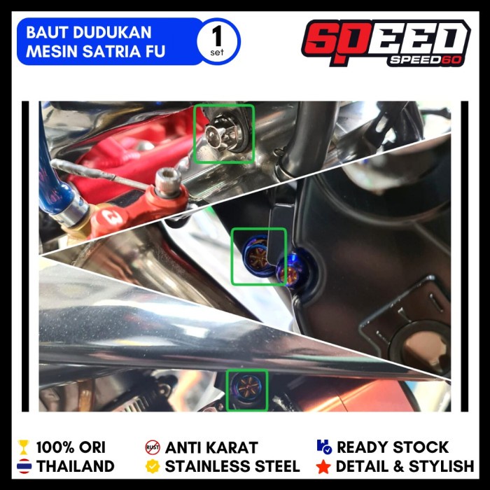 ✨New Ori Set Probolt Baut Dudukan Mesin Satria Fu King Nut Stainless Thailand Terbatas