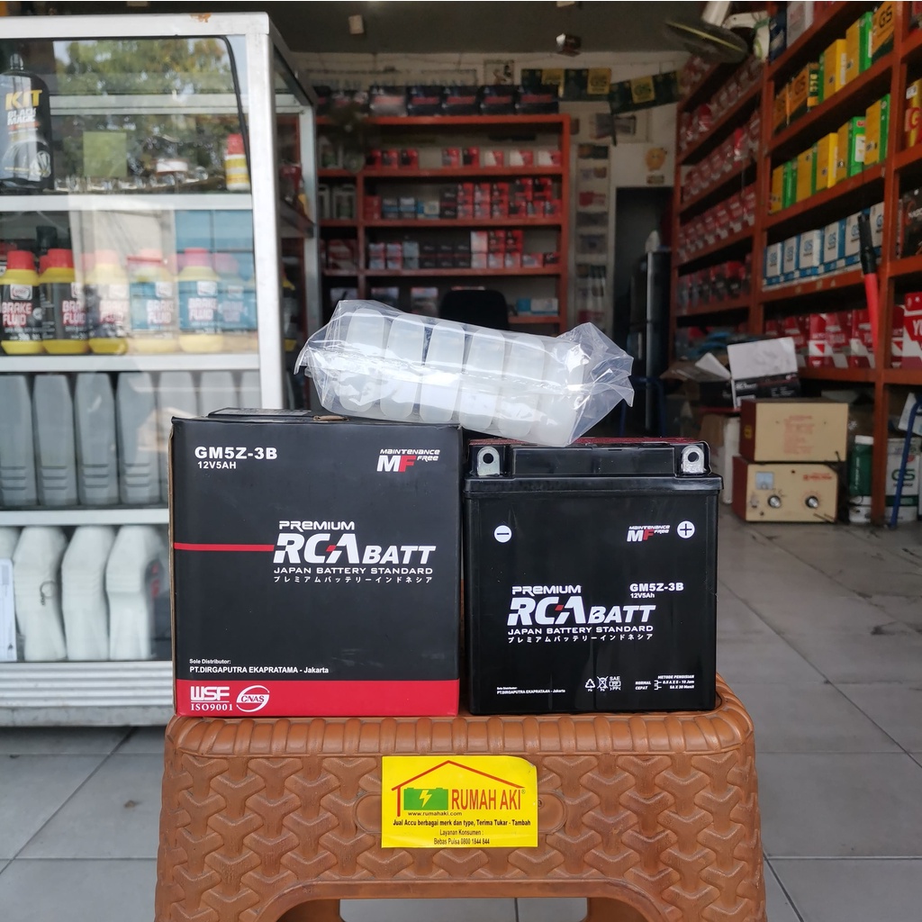 Aki Sepeda Motor RCA BATT (GM5Z-3B 12V 5Ah) Mio, Supra, Pulsar
