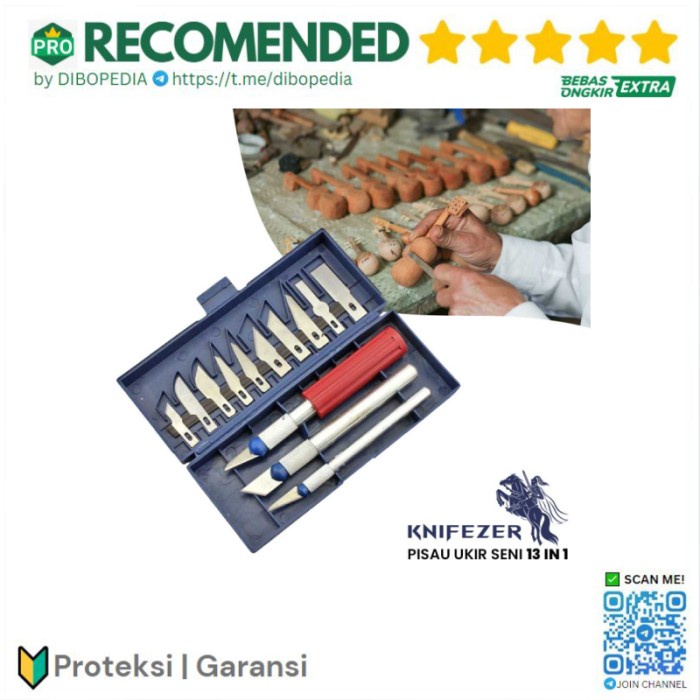 

13 IN 1 SET PISAU ALAT UKIR SENI DENGAN 3 HANDLE PISAU - SILVER