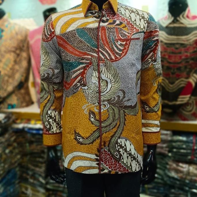 Terbaru Kemeja Batik Pria Lengan Panjang Katun Satin Motif Sutra Tulis Pesta