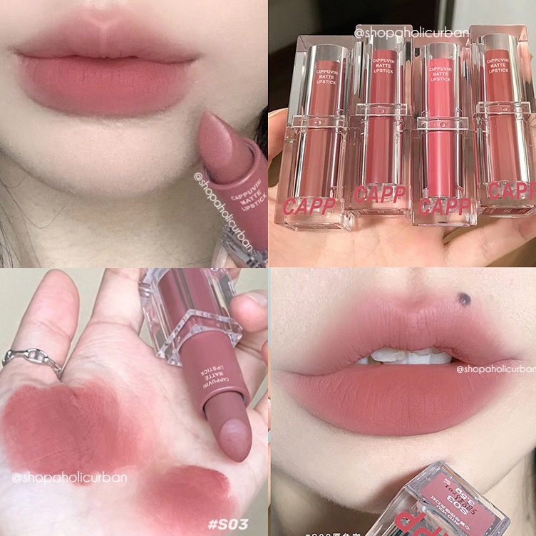 12.12 Brands Festival NEW CAPPUVINI PINK Lipstick MATTE 6 Warna Nude Color Mosturizing Lipstik Korea