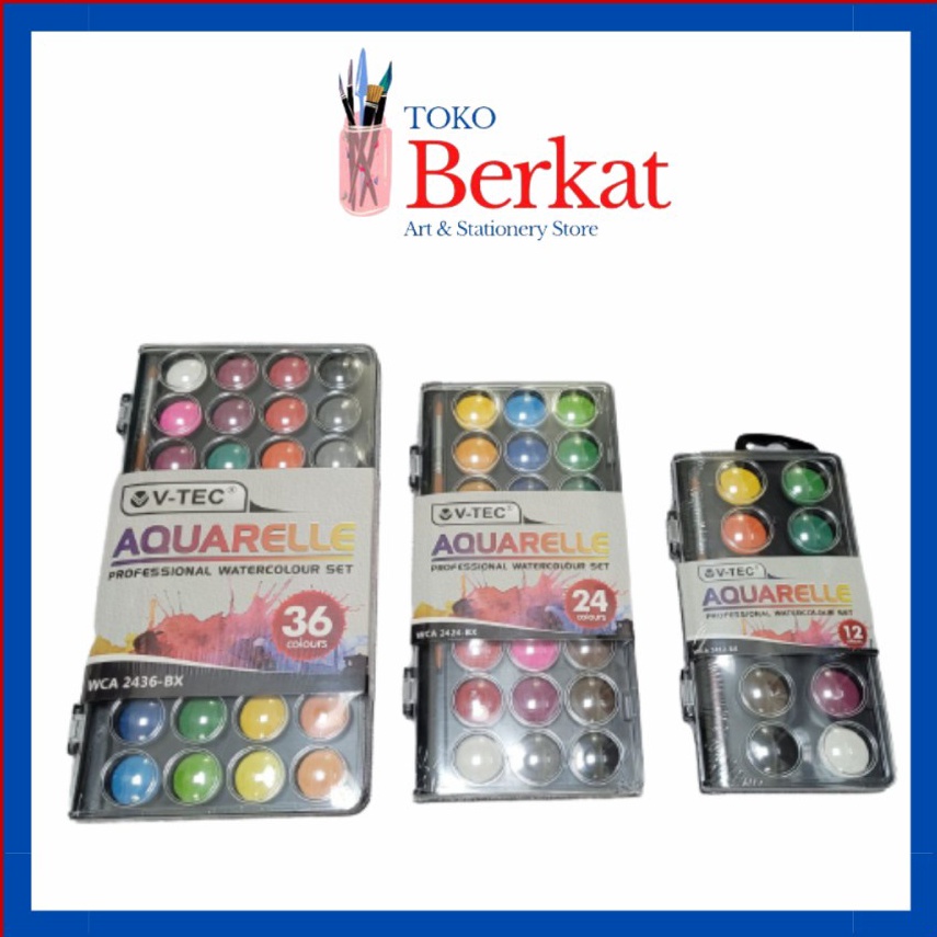 

6.6 FLASH SALE V-TEC Watercolor Cake Set Aquarelle / Cat Air Set 12 24 36 Warna