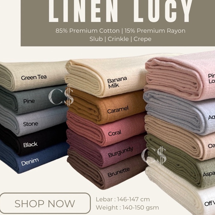 MGSP4347 11.11 KAIN LINEN LUCY SLUB CREPE CRINKLE COTTON RAYON PREMIUM GRADE A ECERAN YARD / ROLL