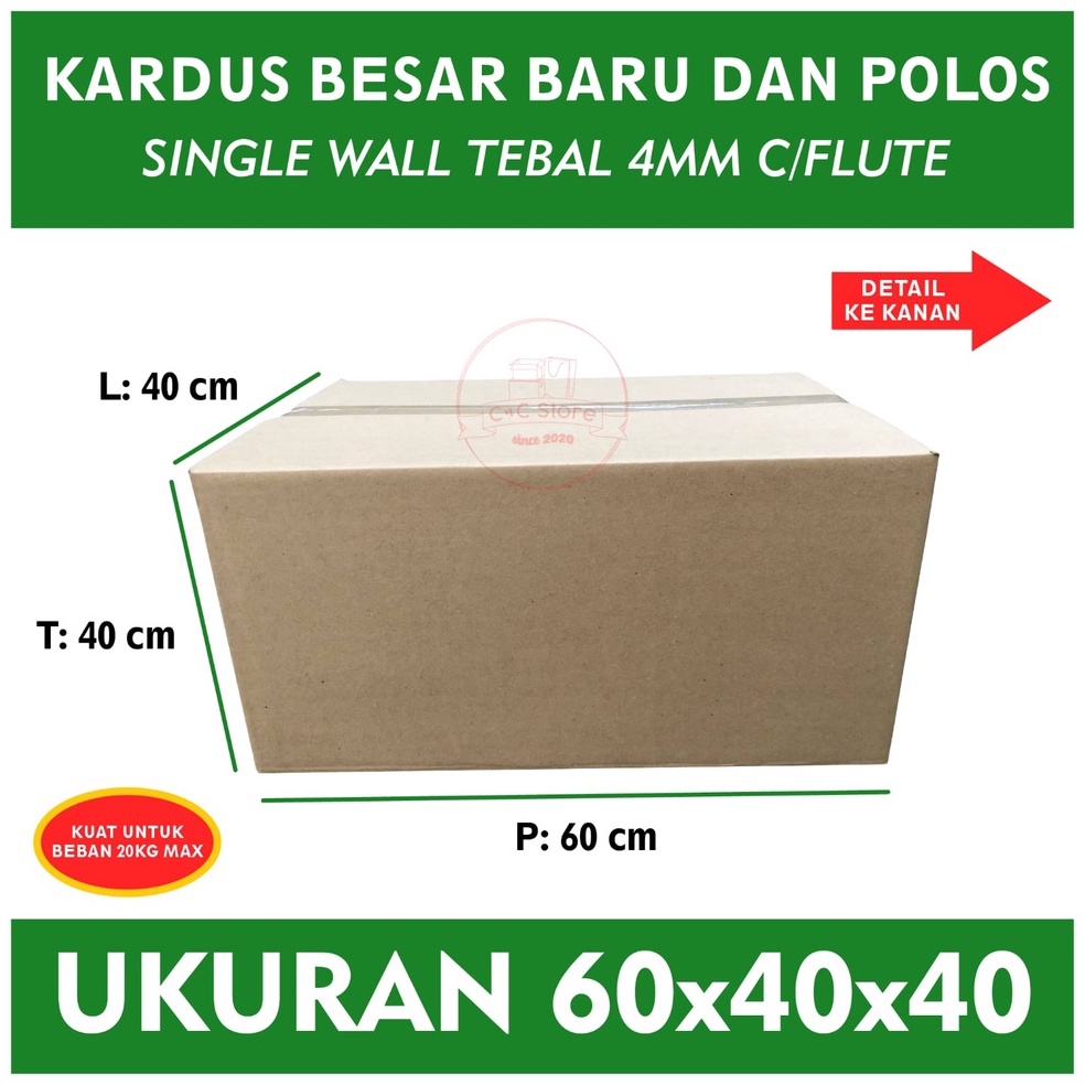 

LV7552 Kardus Karton Box Packing Polos Corrugated 60x40x40 7795
