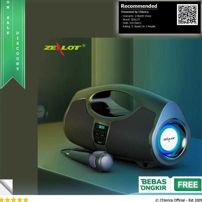 Zealot Portable Bluetooth Speaker Powerful Boombox 40W - P1 - Hitam, Zealot