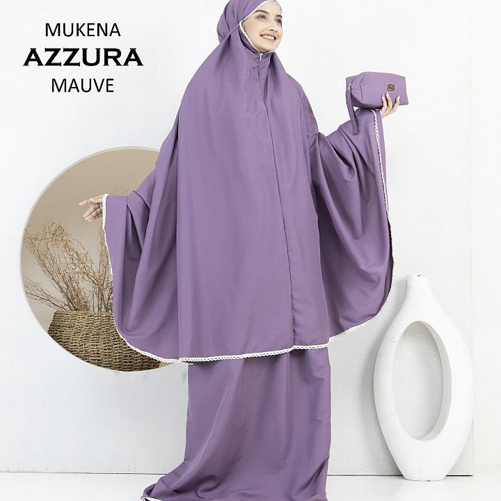 LBQR3255 11.11 Mukena Dewasa Katun 2 In 1 Azzura - Mukena Katun - Mukena Travel - Mukena Traveling M