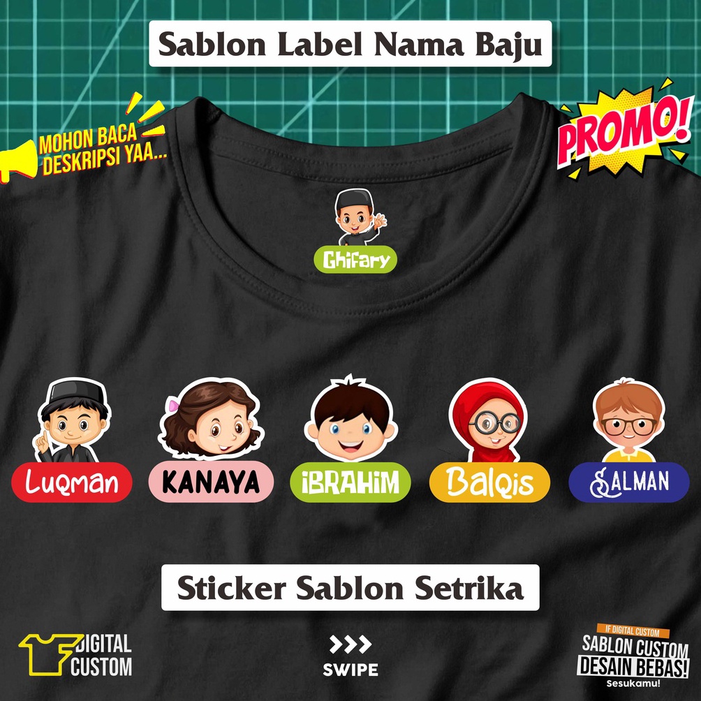 

[WRL54] Stiker Kain Label Nama Baju Karakter Anak Sekolah Pesantren Asrama Name Tag Laundry Sticker Sablon Setrika DTF IF Digital Custom Siap Press Part 2 jam9f