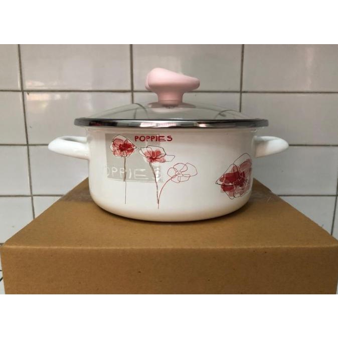 yang dicari] PANCI ENAMEL CANTIIK KUALITAS EKSPOR KEDAWUNG BT 20 CM POPPIES & TUTUP