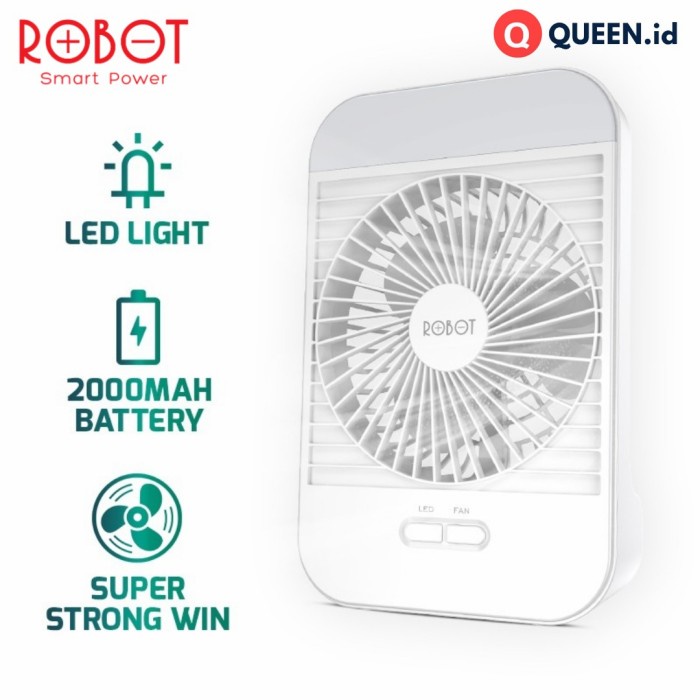 TERMURAH Vivan ROBOT RT-BF14 2000mAh Kipas Angin Portable Mini LED Rechargeable /KIPAS ANGIN