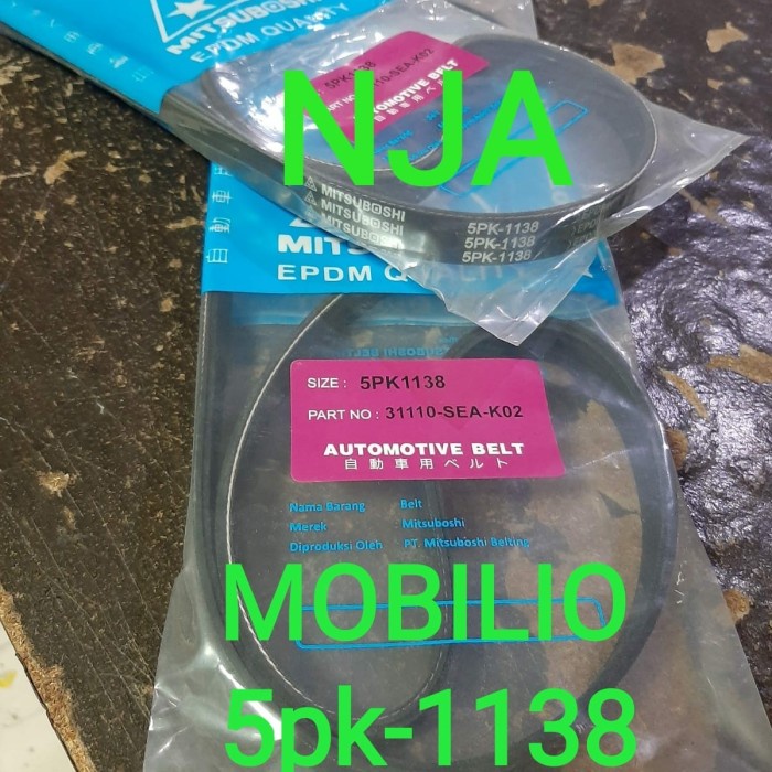 Ready Stok Fan Van V Belt Tali Kipas 5Pk1138 Mobilio 5Pk-1138 Kode 189