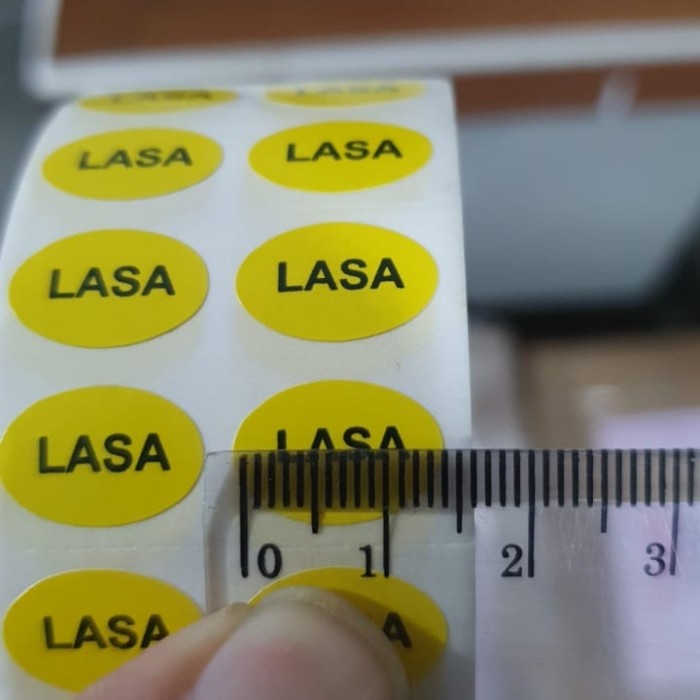 

STIKER LASA KUNING TULISAN HITAM 15X10mm isi 5000 pcs MURAH